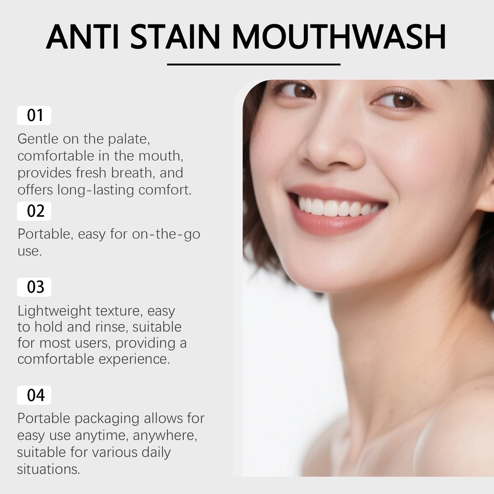 Anti-Stain Whitening Mouthwash for Fresh Breath and Plaque Removal - 10