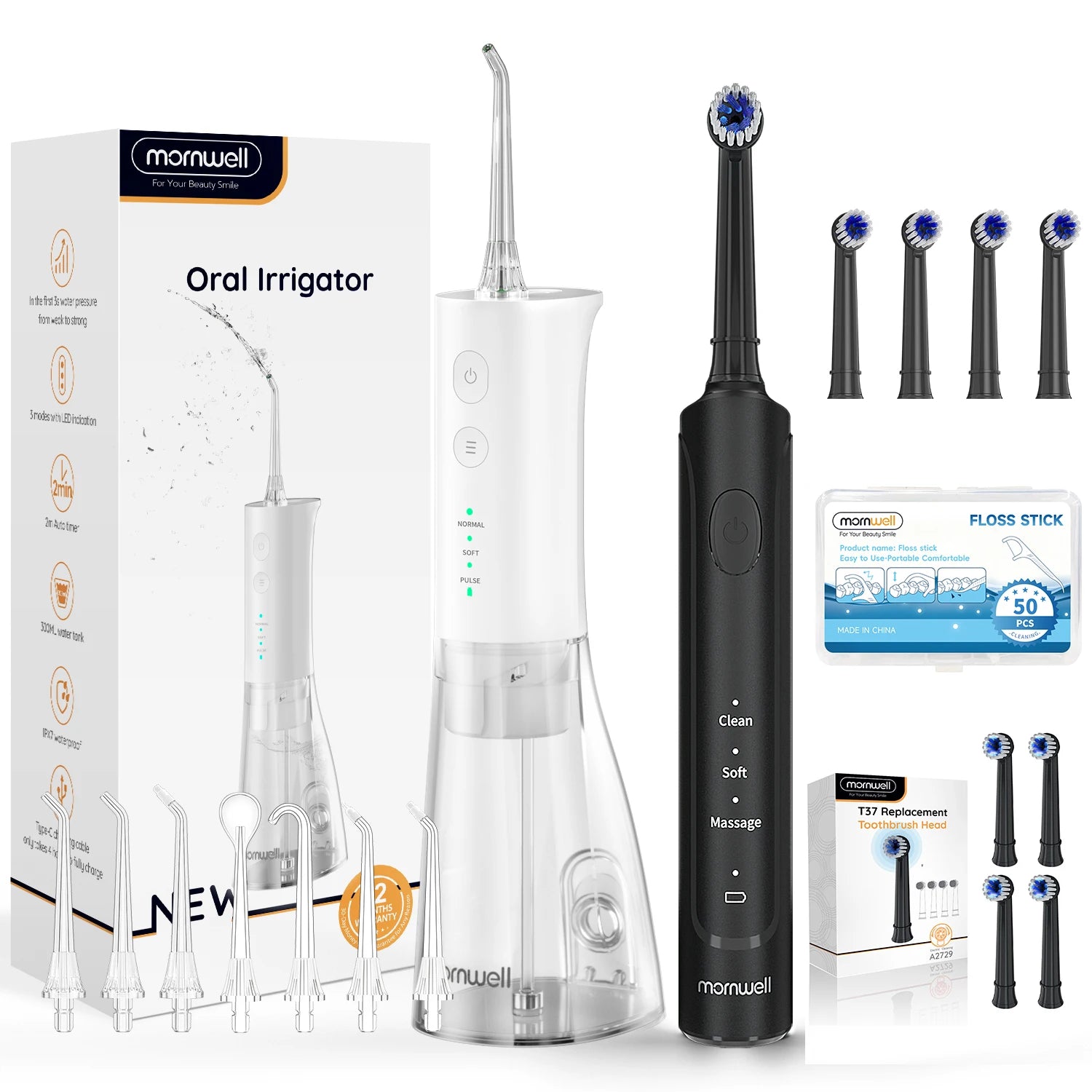 Electric Rechargeable Toothbrush and Water Flosser Set for Oral Care - 18
