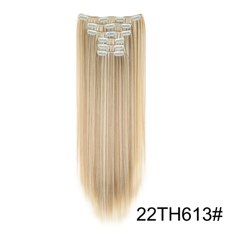 24-Inch Long Straight Clip-In Hair Extensions for Women