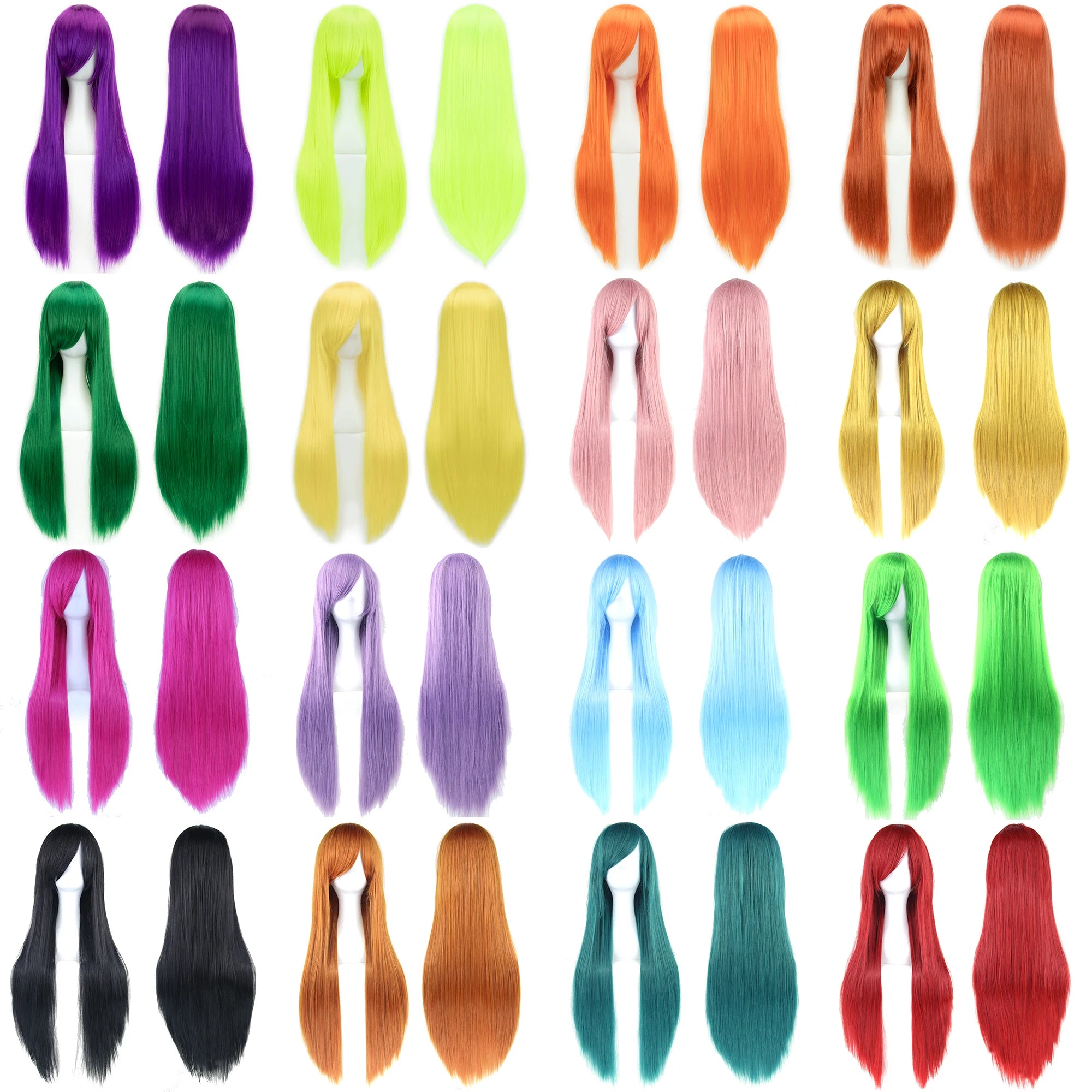 80cm Long Straight Synthetic Wig for Cosplay and Costume Parties - 3