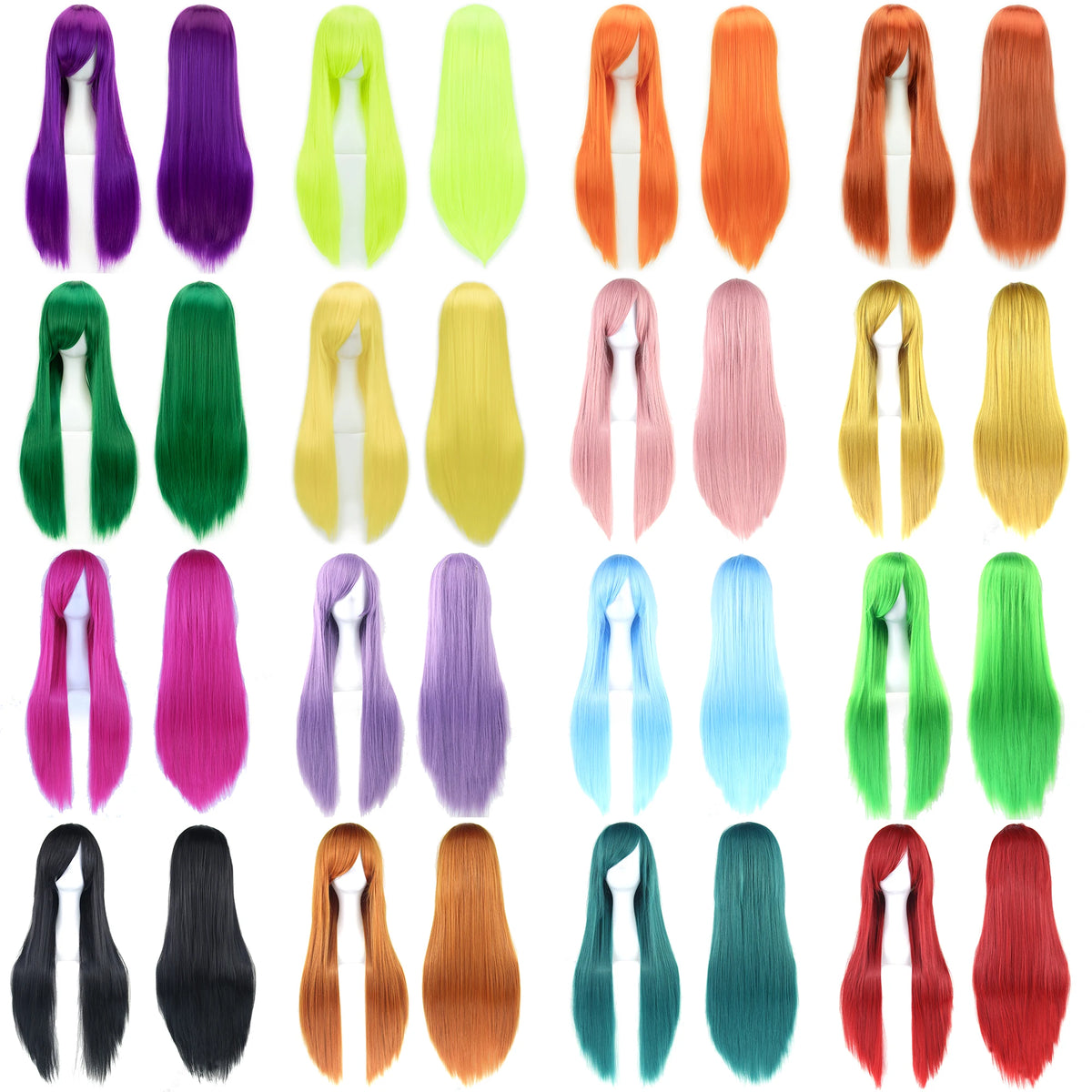 80cm Long Straight Synthetic Wig for Cosplay and Costume Parties