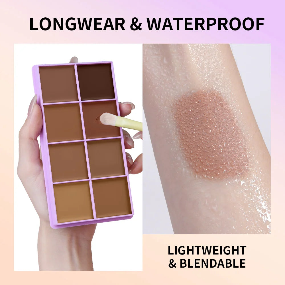 8-Shade Cream Concealer Palette for Full Coverage Face Contouring - 14