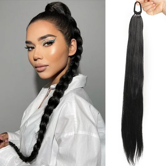 28-Inch Long Braid Ponytail Extension with Hair Tie