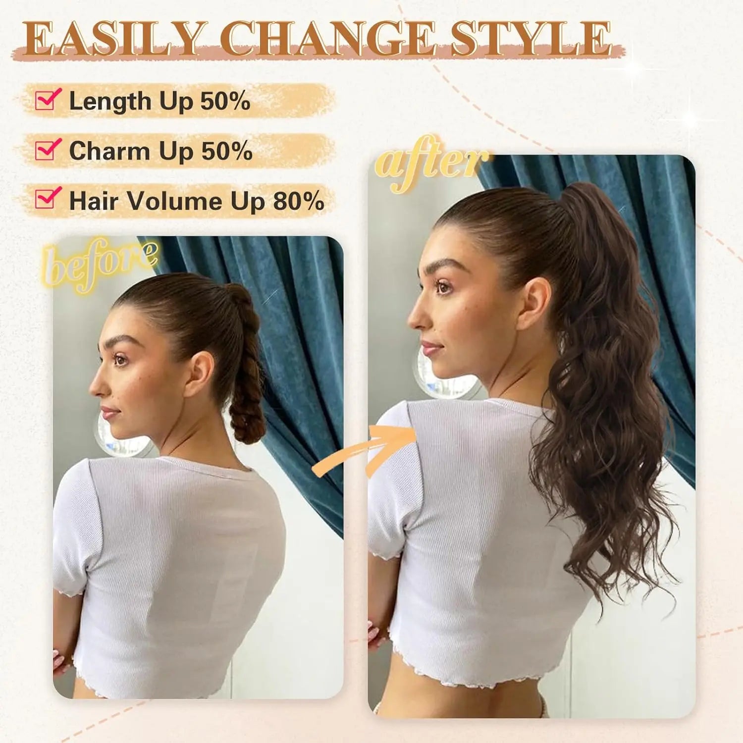 Wavy Curly Claw Ponytail Extension for Women - 4