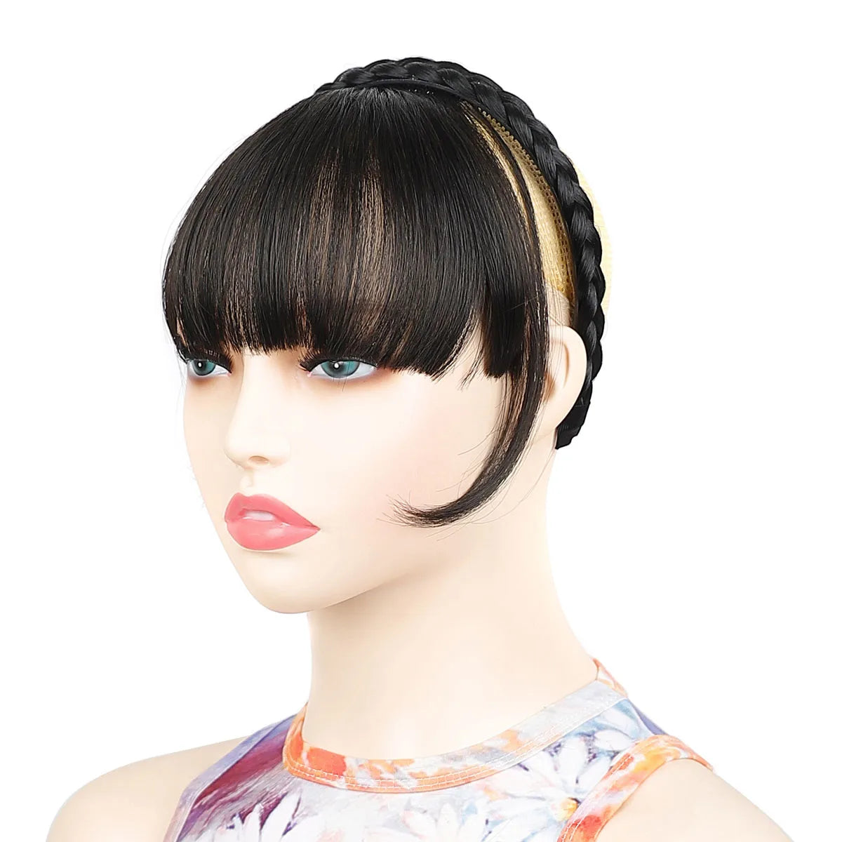 Braided Headband with Natural Looking Bangs for Women