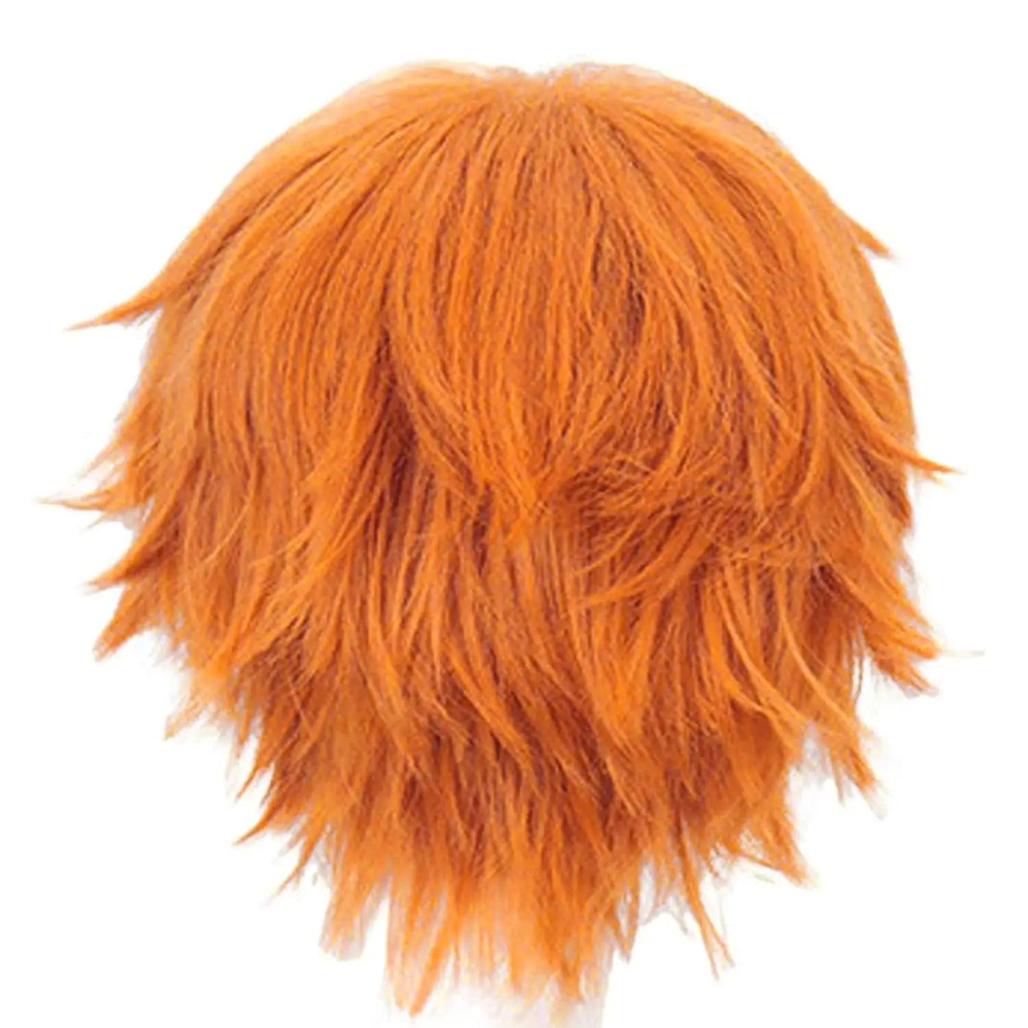 Short Wavy Orange Cosplay Wig for Anime Halloween Costumes - 7