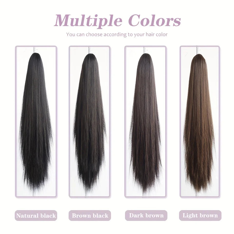 Long Straight Claw Clip Ponytail Extension for Instant Voluminous Hair