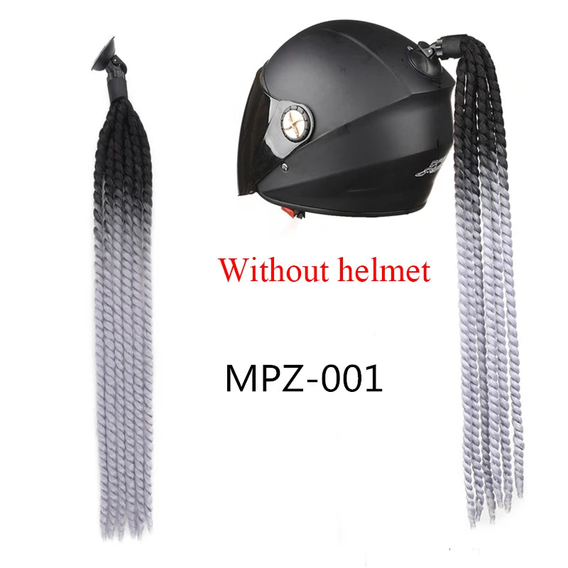 24 Inch Motorcycle Helmet Braided Ponytail with Suction Cup