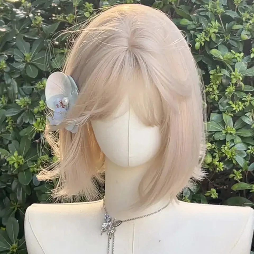 Short Curly Bob Wig with Bangs for Cosplay and Daily Wear