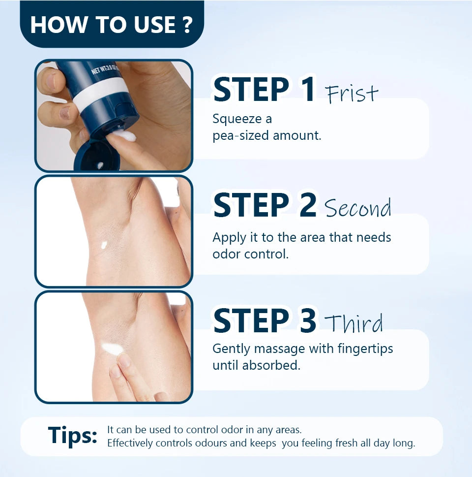 All-Day Invisible Body Deodorant Cream for Full Body Odor Protection