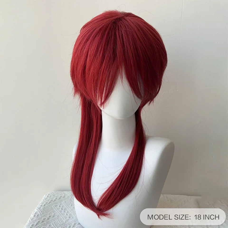 Red Wolf-Tailed Mullet Anime Cosplay Wig