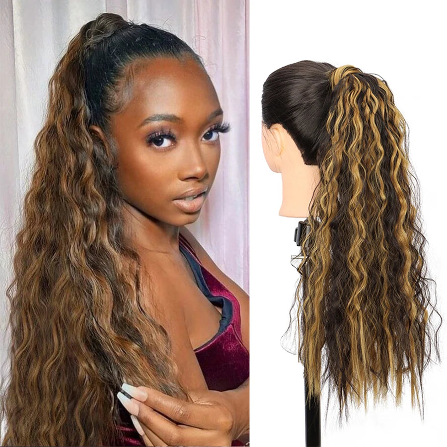 22-Inch Kinky Curly Drawstring Ponytail Extension - 13