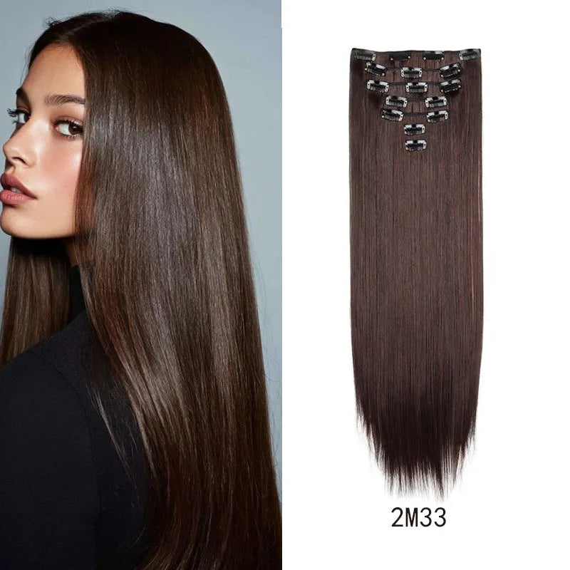 24-Inch Straight Clip-In Hair Extensions for Daily Volume - 12