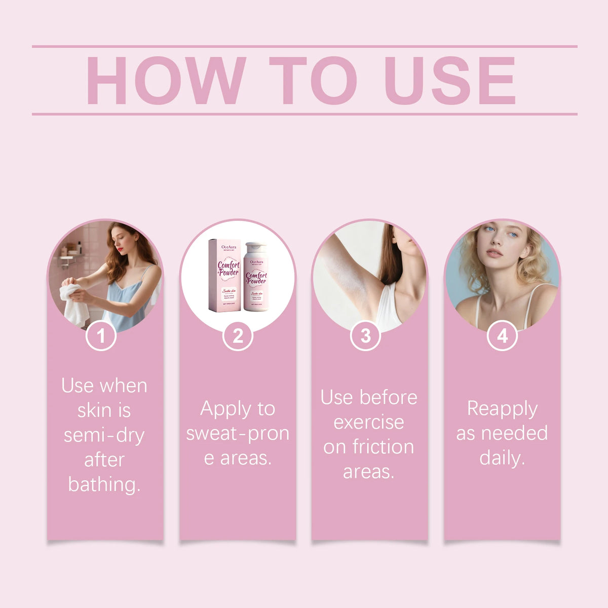 All-Over Body Powder for Instant Sweat Absorption and Skin Comfort