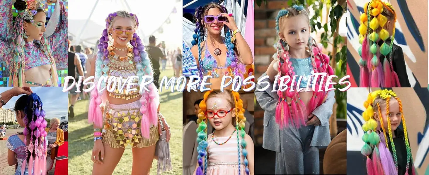 Colorful Bubble Braid Ponytail Extension for Instant Volume - 8
