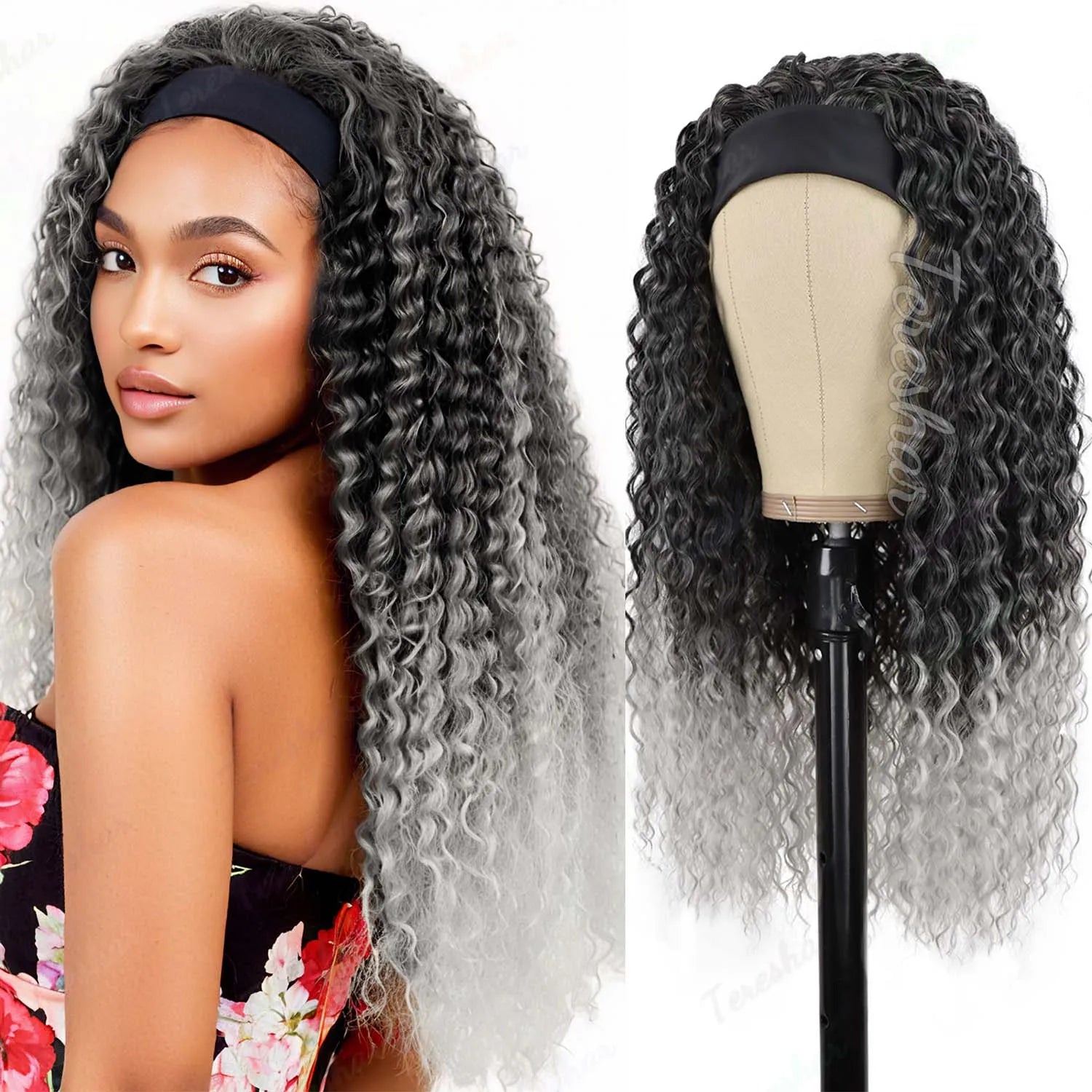 Water Wave Synthetic Headband Wig for Daily Use - 9
