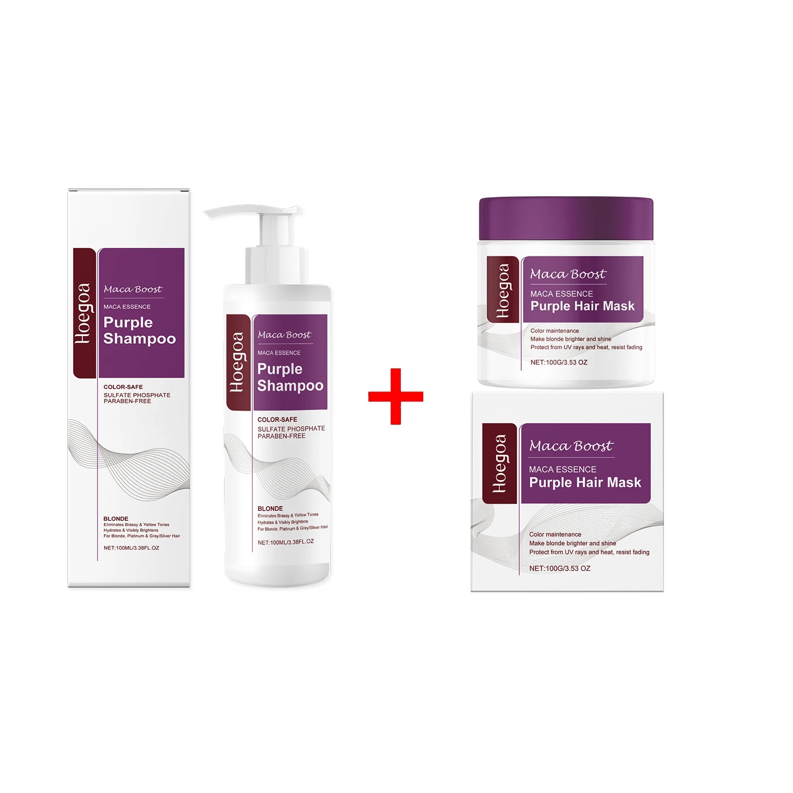 Purple Hair Mask and Shampoo Set for Blonde Hair Color Protection - 16