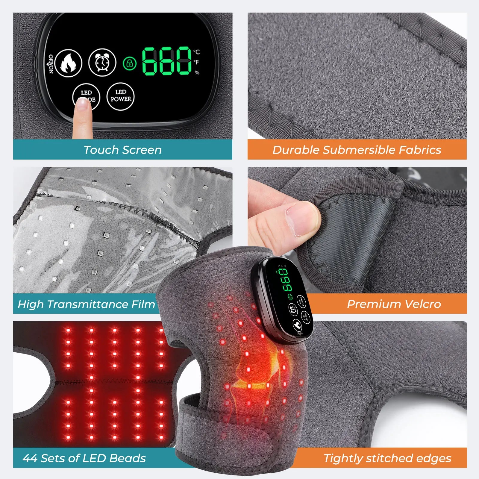 Cordless Heated Knee and Joint Wrap with Adjustable Heat and Red Light - 11