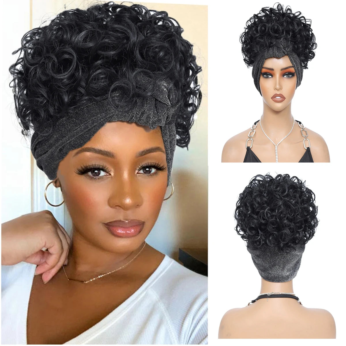 Short Curly Headband Wig for Daily Styling - 11