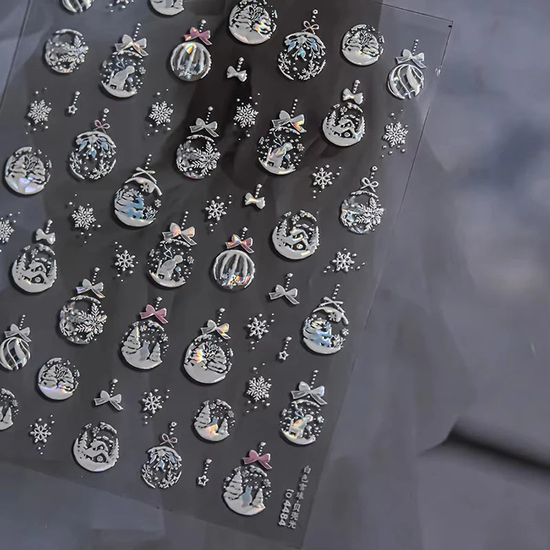 Festive 3D Christmas Nail Art Stickers for Holiday Manicure Decorations - 73