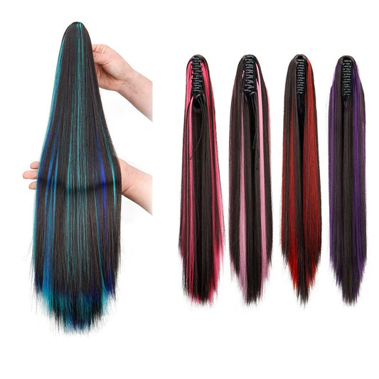24-Inch Long Straight Claw Clip Ponytail Hair Extension