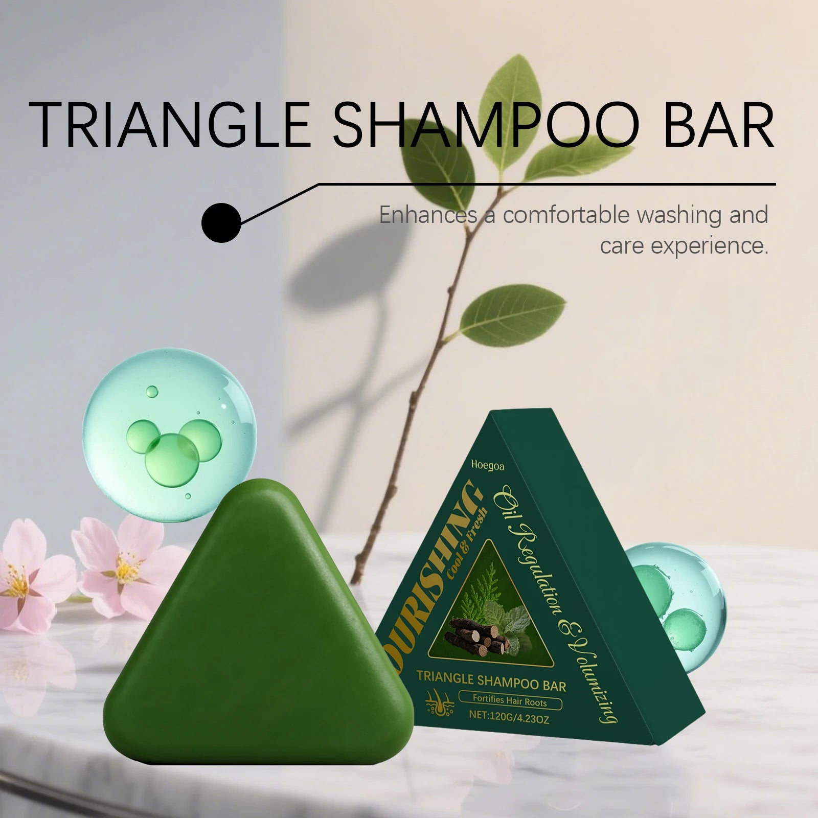 Herbal Triangle Shampoo Bar for Hair Growth and Deep Scalp Cleansing - 10
