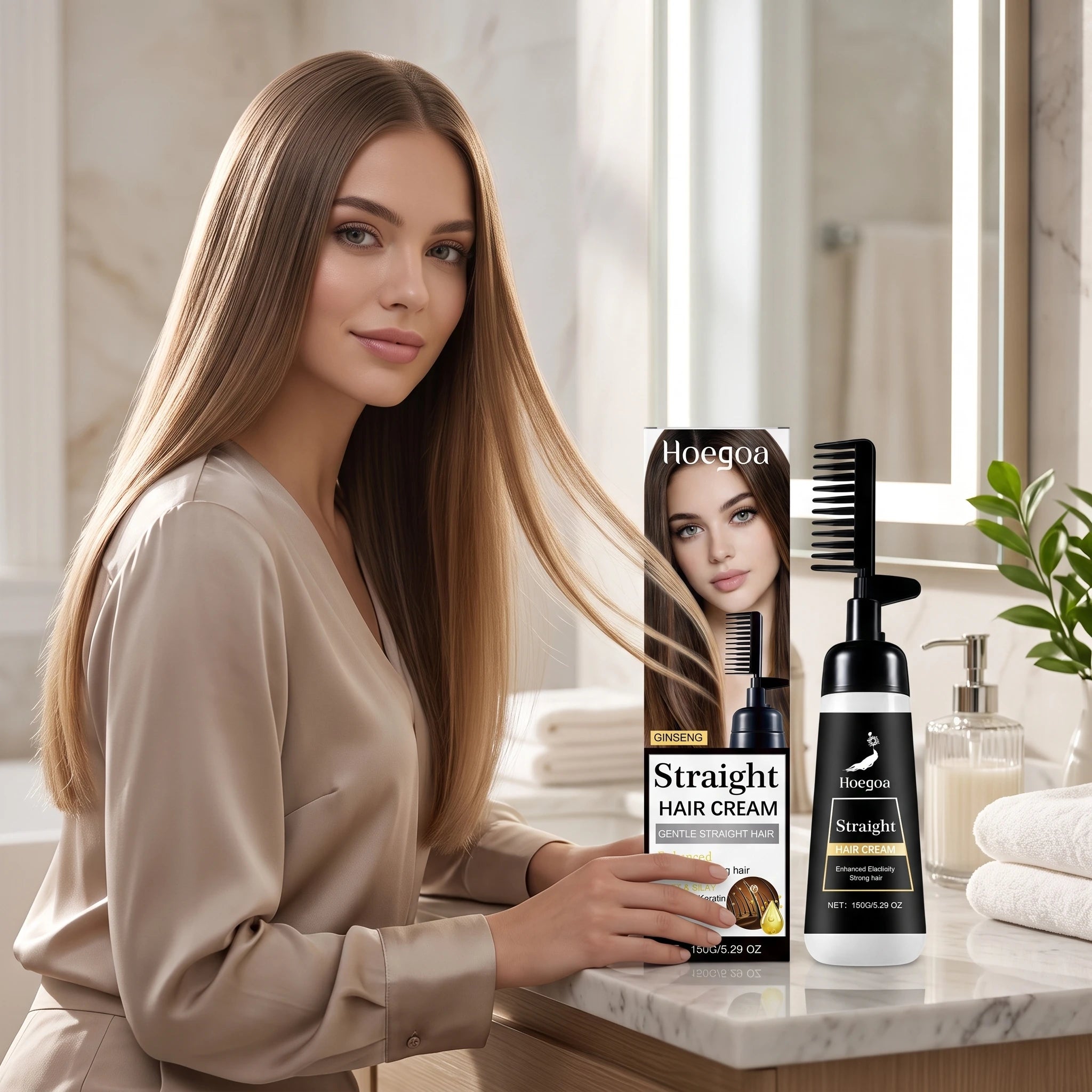 One-Step Hair Straightening Cream with Built-In Comb for Silky Smooth Hair - 4