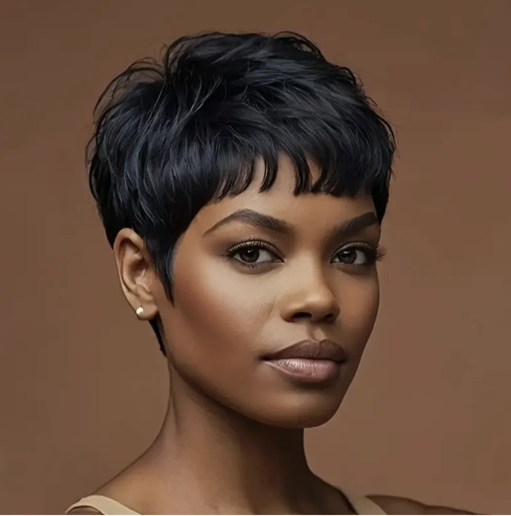 Short Curly Pixie Cut Wig with Bangs for Daily Wear - 4