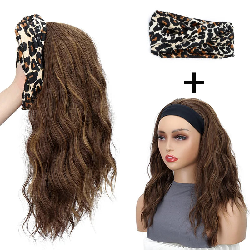 Short Curly Water Wave Synthetic Headband Wig for Daily Wear - 11