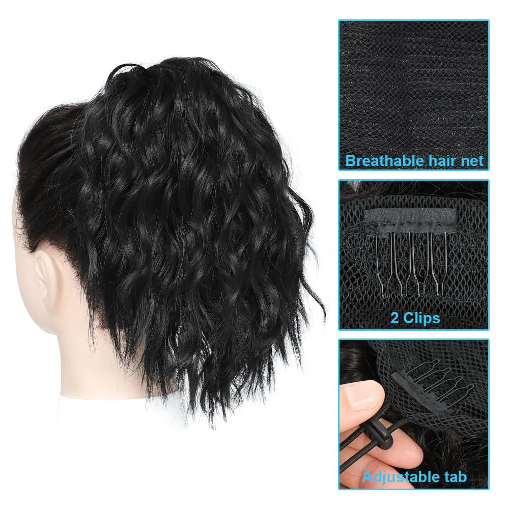 14-Inch Curly Water Ripple Drawstring Ponytail Extension