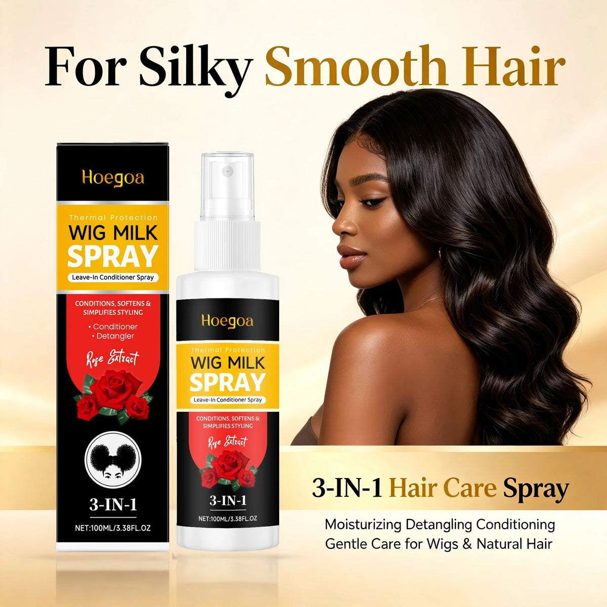 3-in-1 Rose Leave-In Conditioning Spray for Wigs and Natural Hair