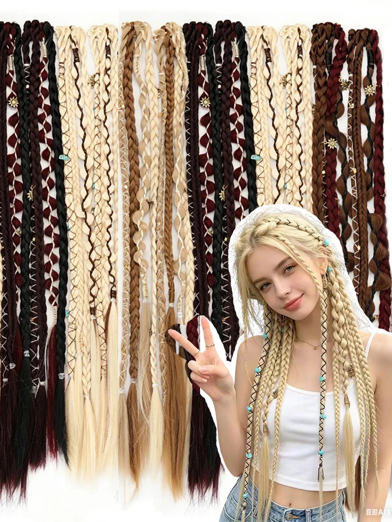 20-Inch Bohemian Clip-In Braided Hair Extensions - 6