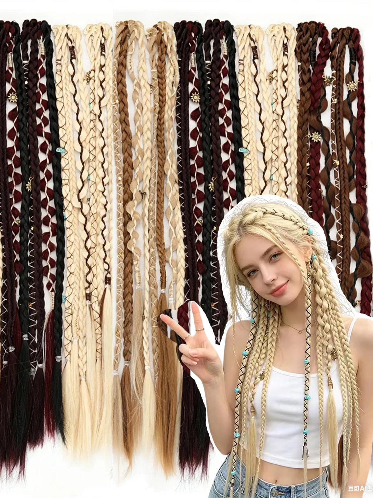 20-Inch Bohemian Clip-In Braided Hair Extensions