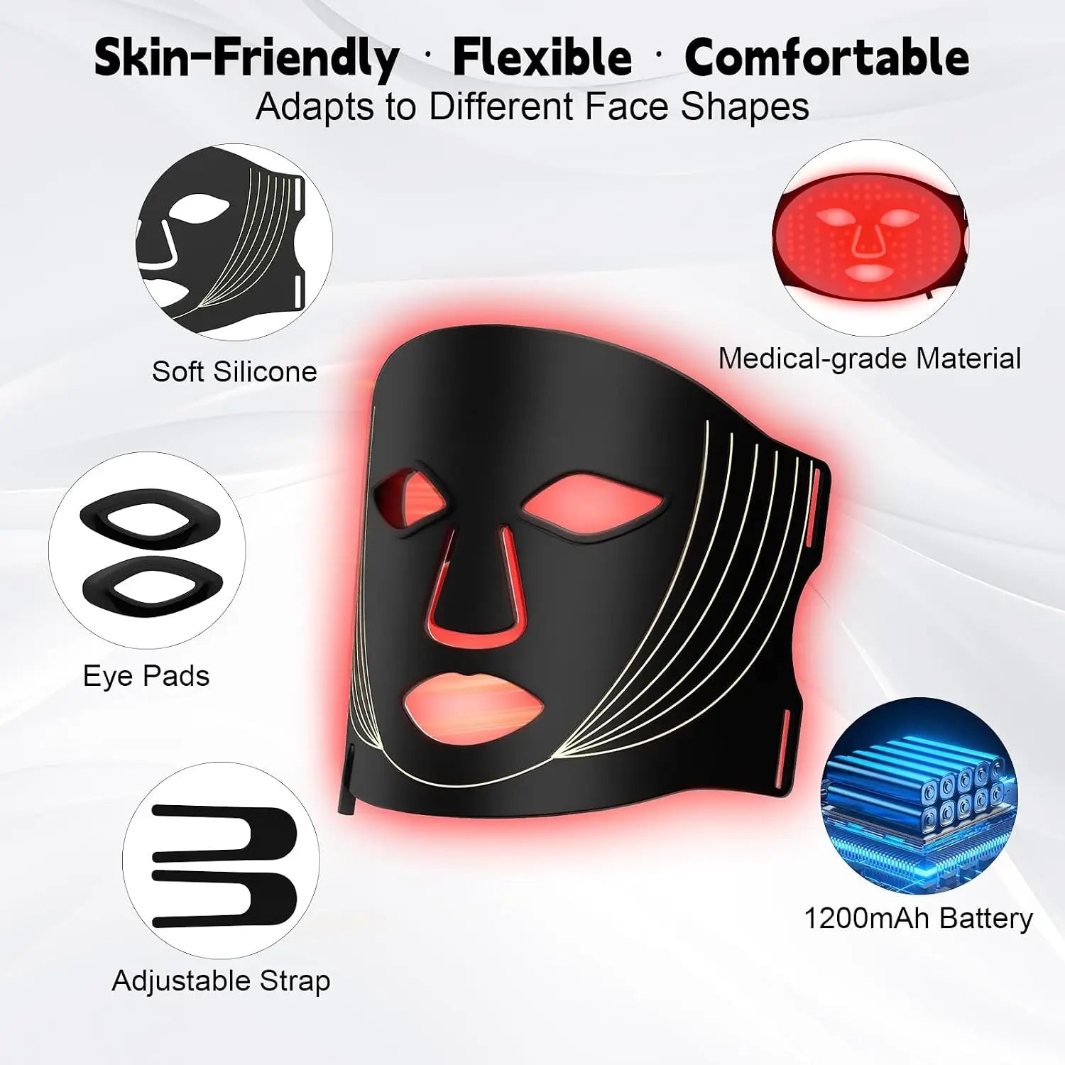 7-Color LED Silicone Facial Mask for Skin Rejuvenation and Firming - 4
