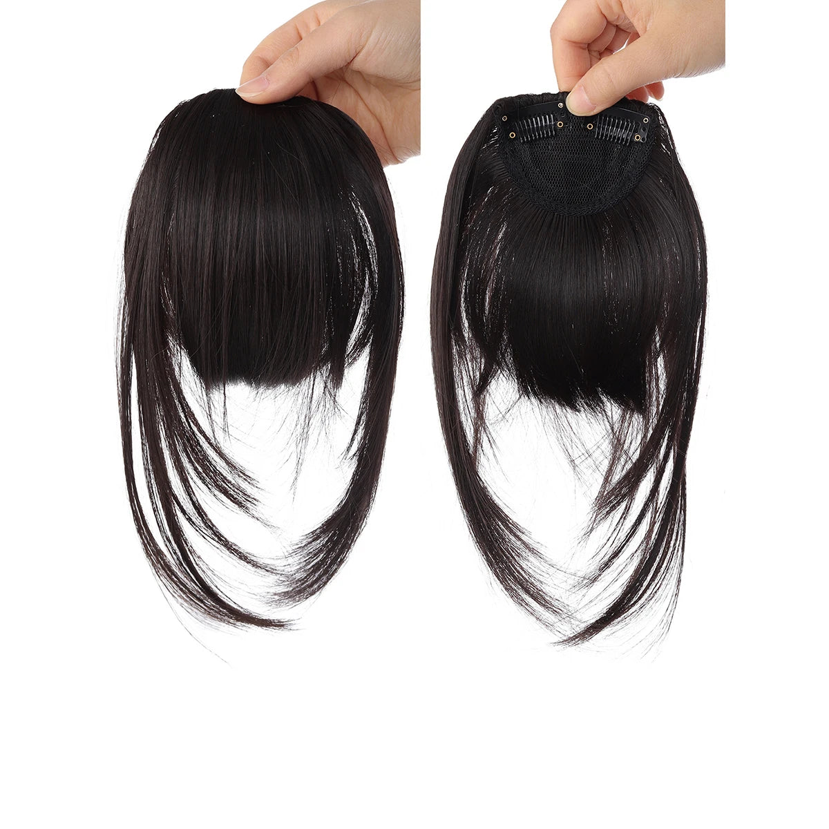 Clip-In Wispy Fringe Bangs with Sideburns for Natural Hair Transformation - 21