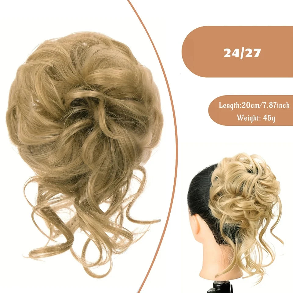 Messy Curly Hair Bun Scrunchie for Instant Volume - 60