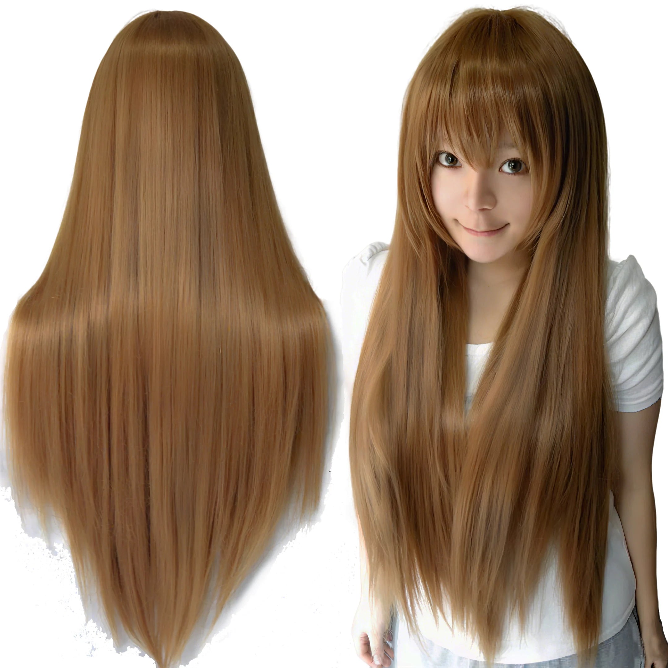 Long Straight Synthetic Cosplay Wig with Bangs - 3