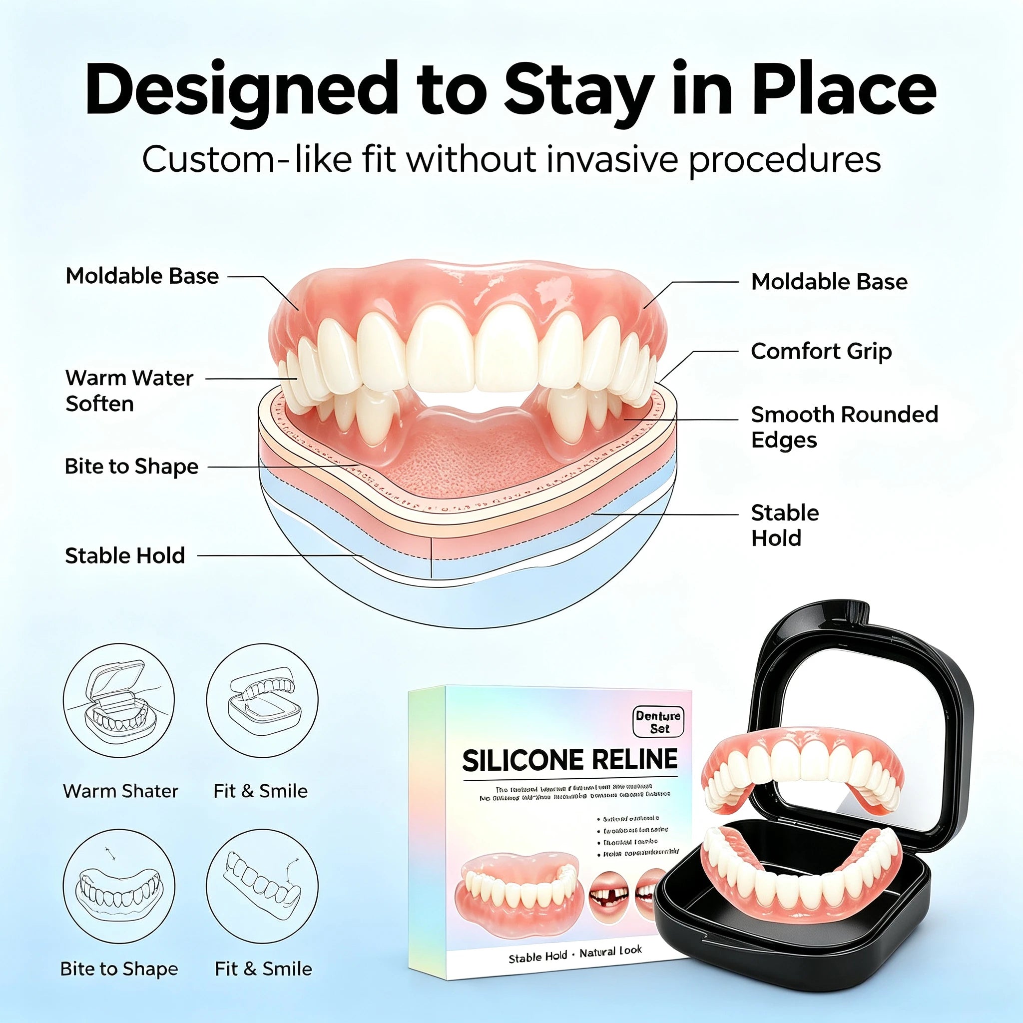 Comfort Fit Silicone Dentures for Instant Natural Smile and Oral Confidence - 11