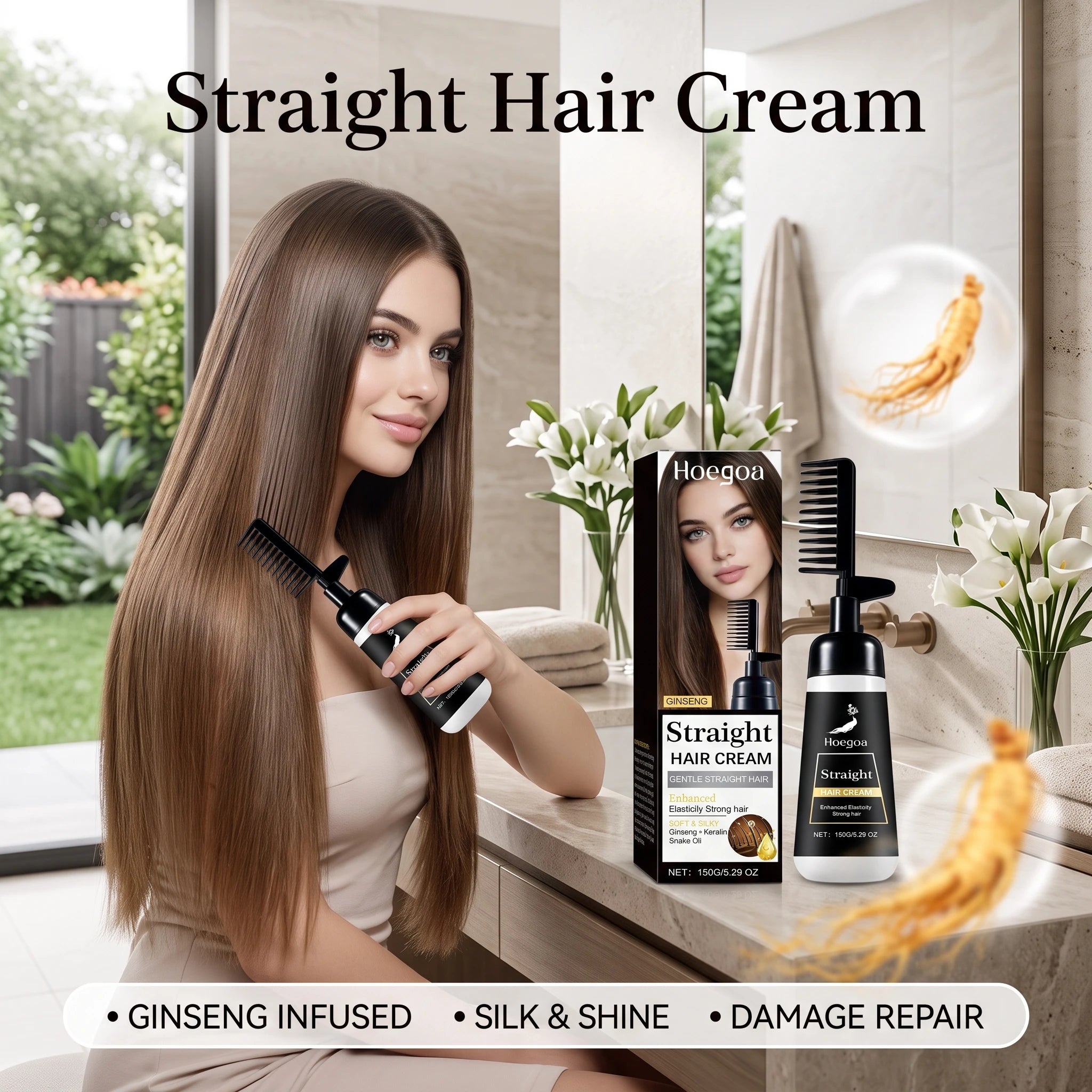 One-Step Hair Straightening Cream with Built-In Comb for Silky Smooth Hair - 5