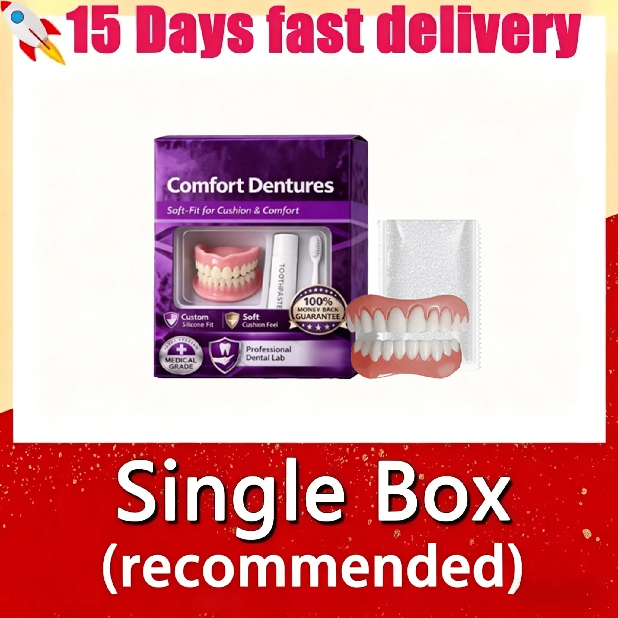 Comfortable Silicone Dentures for Natural Looking Upper and Lower Teeth - 8
