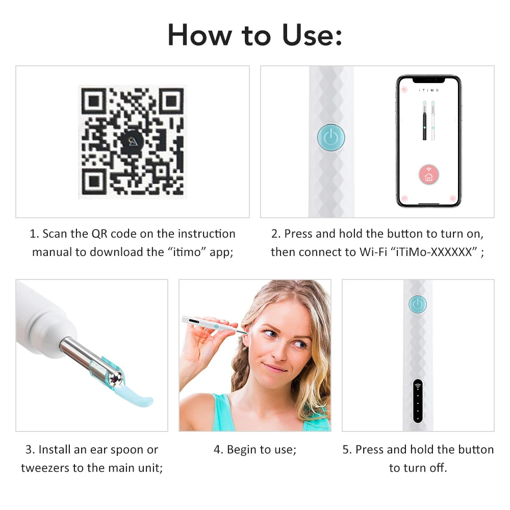 Smart Visual Ear Wax Removal Tool with HD Camera and Tweezers - 13