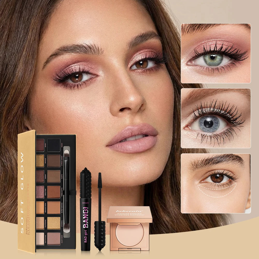 3-Piece Eye Makeup Kit for Flawless Coverage and Defined Lashes