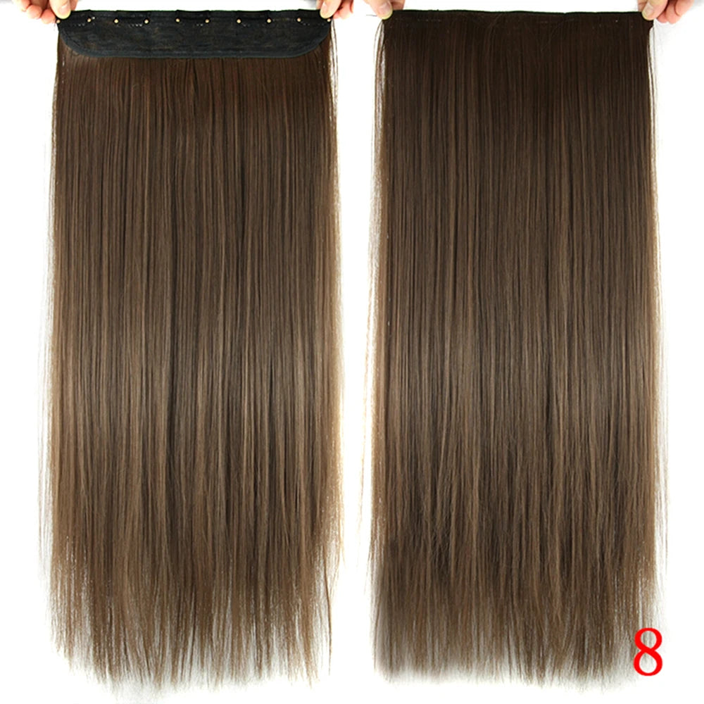 Long Straight Synthetic Clip-In Hair Extensions - 10