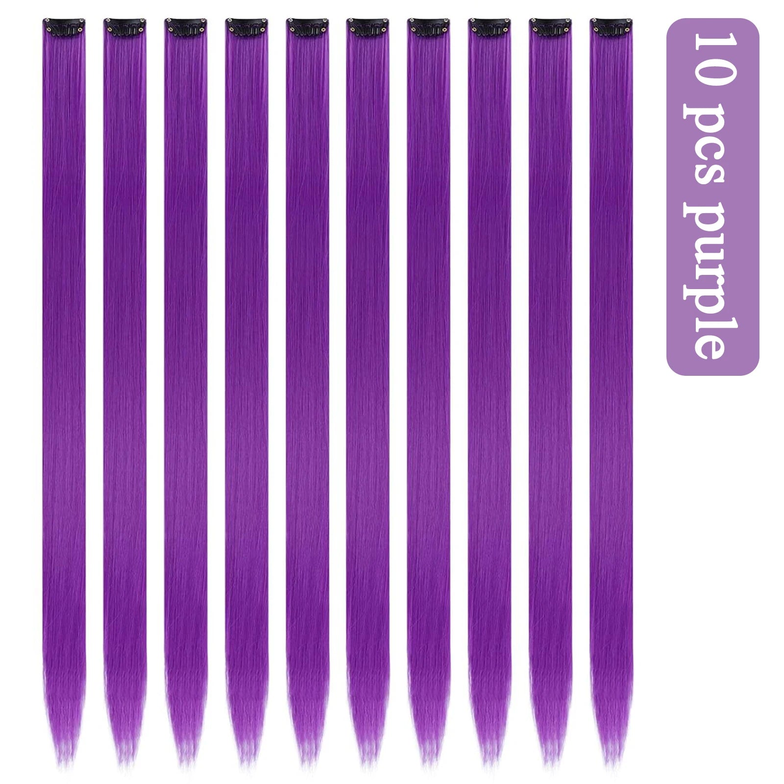 10pc Clip-In Colored Synthetic Hair Extensions for Instant Highlights - 4