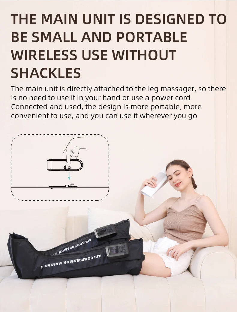 Cordless Sequential Air Compression Leg Massager for Muscle Recovery