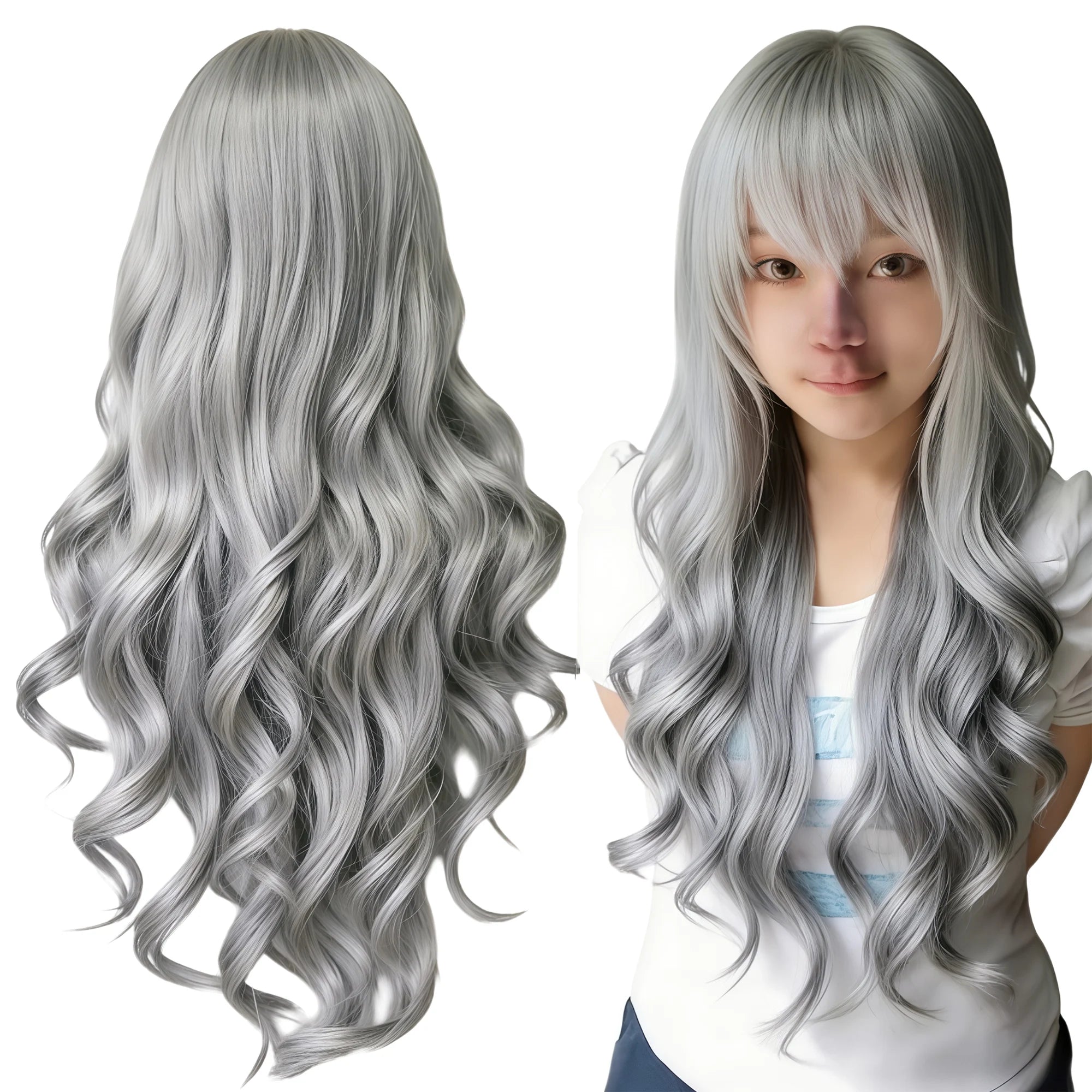Long Curly Synthetic Cosplay Wig for Anime Costumes and Parties - 35