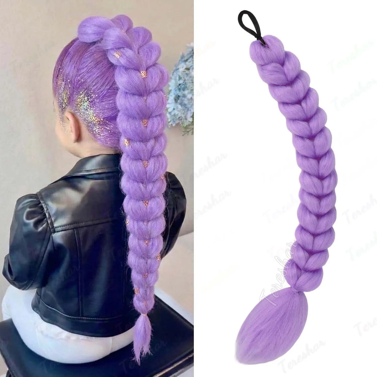 22-Inch Braided Ponytail Extension for Kids and Cosplay