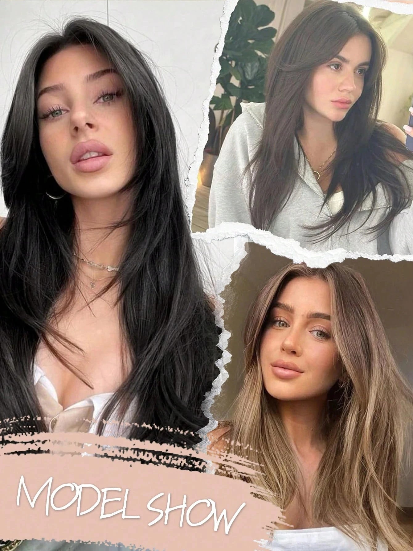 Natural Synthetic Hair Topper with Bangs for Women - 14