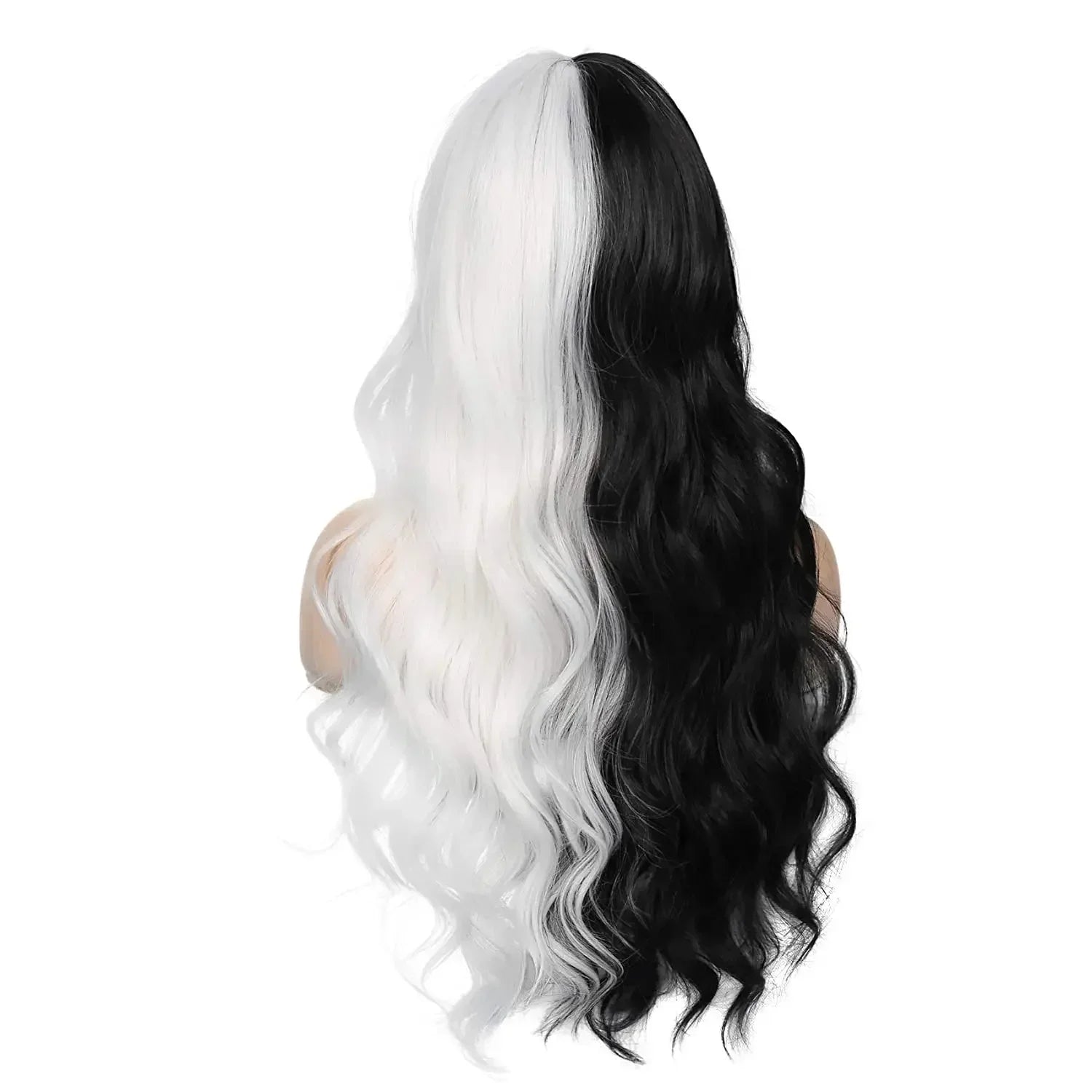 Long Wavy Split Color Synthetic Wig for Costume Parties and Daily Wear - 2