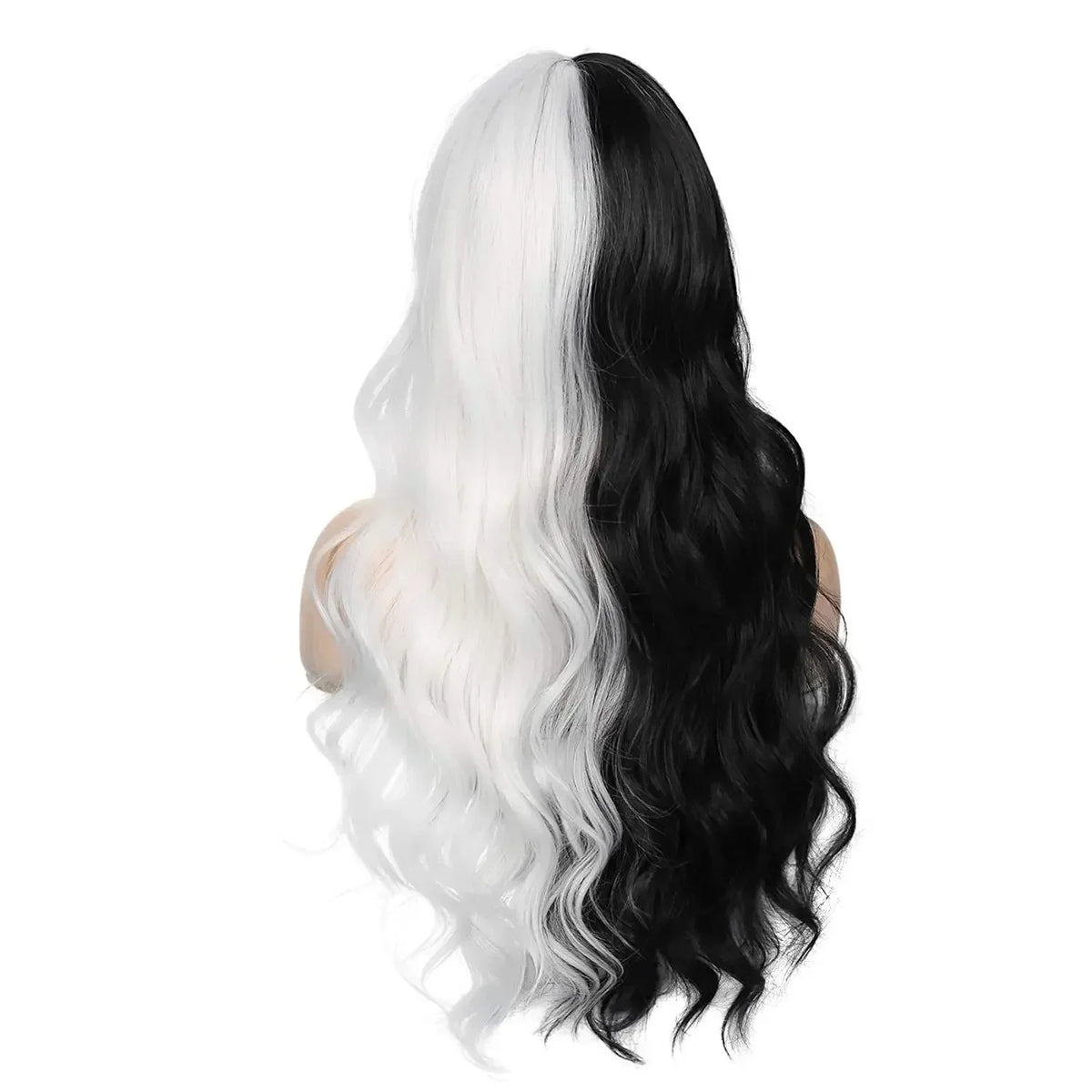 Long Wavy Split Color Synthetic Wig for Costume Parties and Daily Wear
